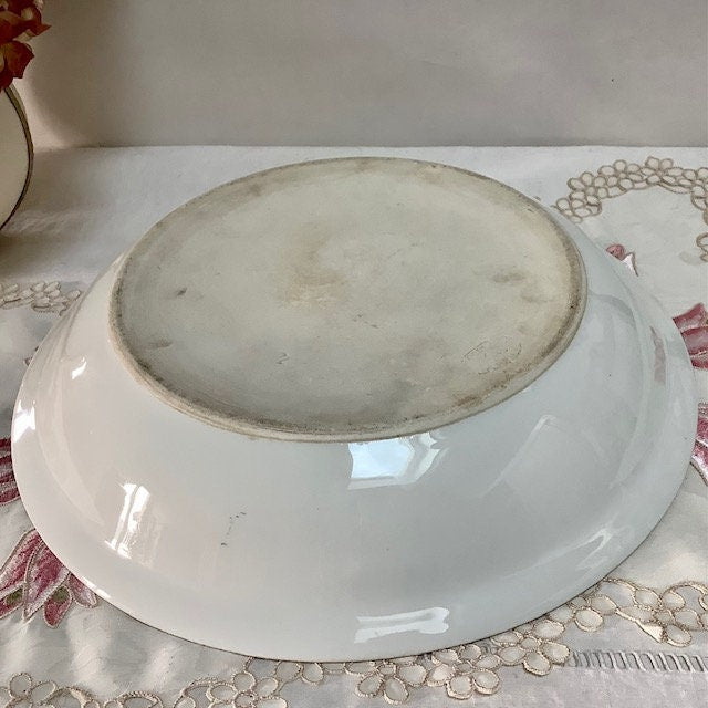 Plat creux vintage porcelaine art déco roses AV
