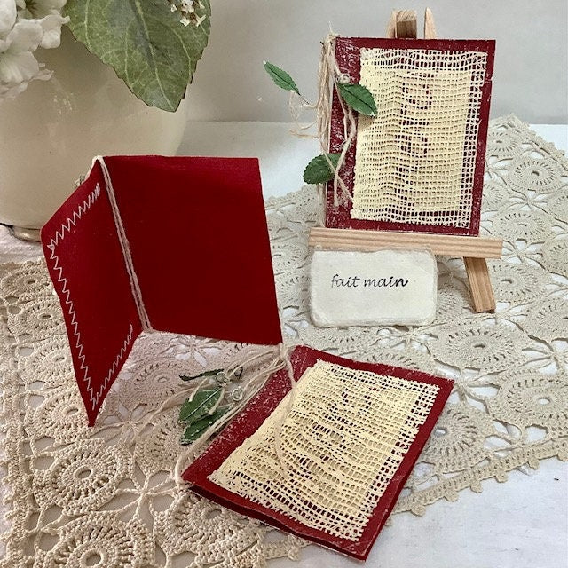 Petites cartes merci x 3 papier artisanal bruit de cadre