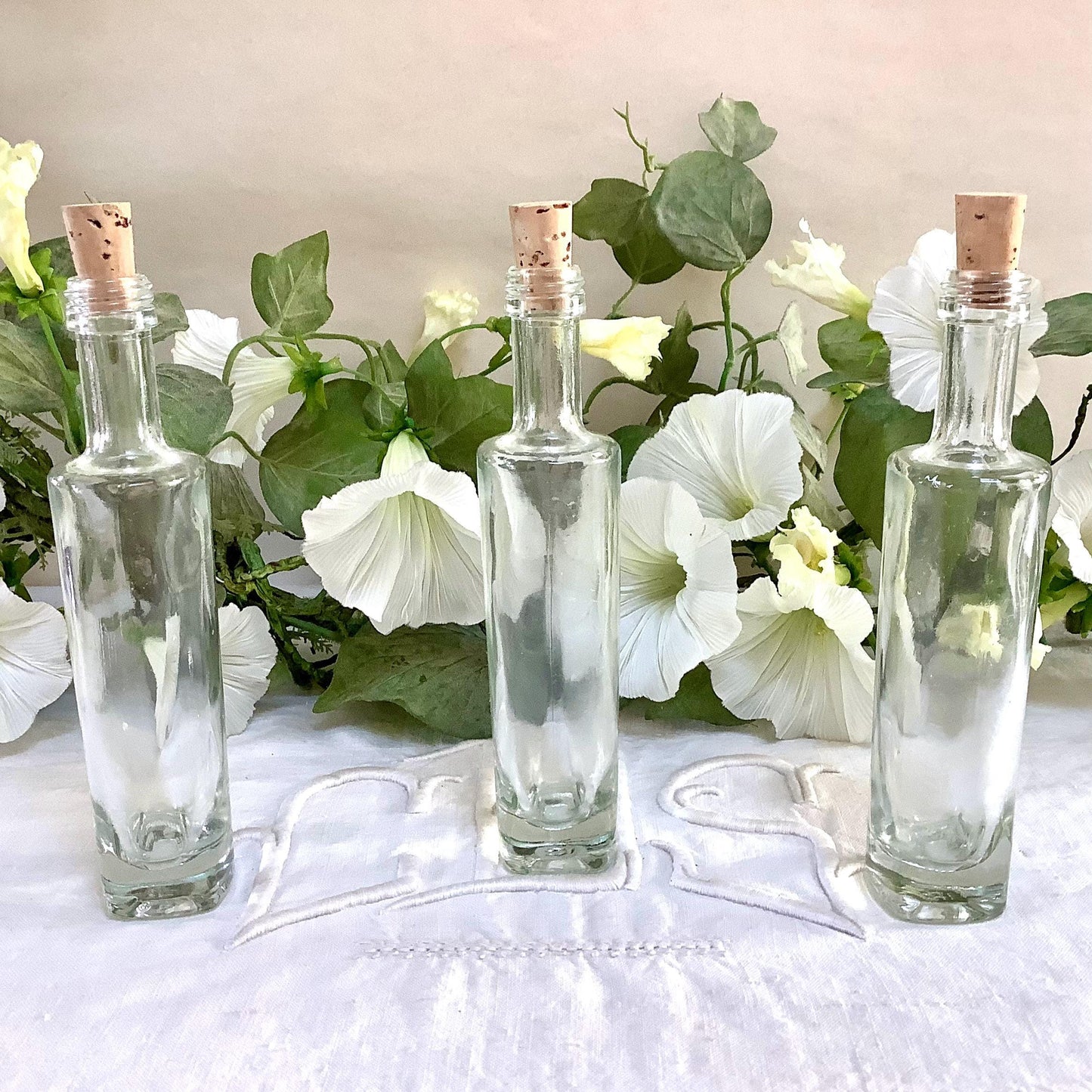 Flacons verre vintage bouchons liège x 6