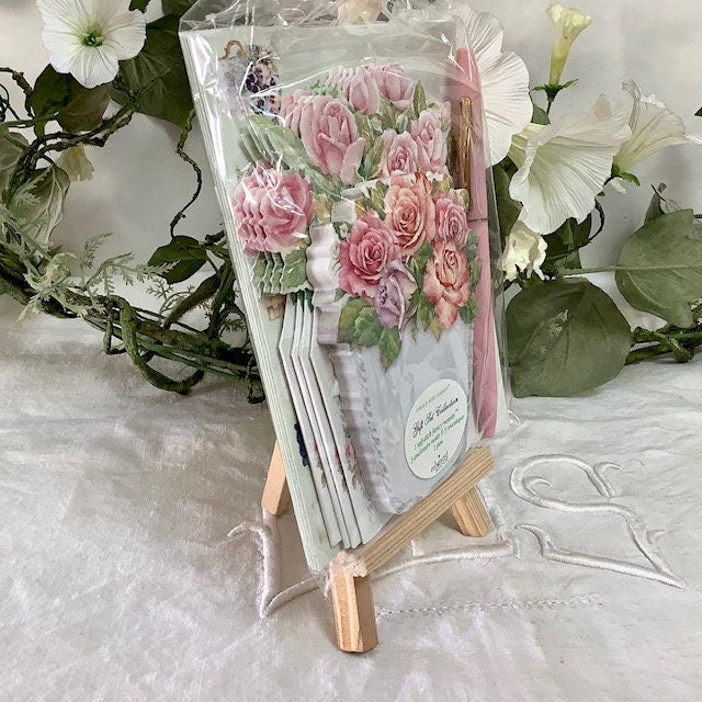 Cartes enveloppes bloc notes vintage royal garden roses