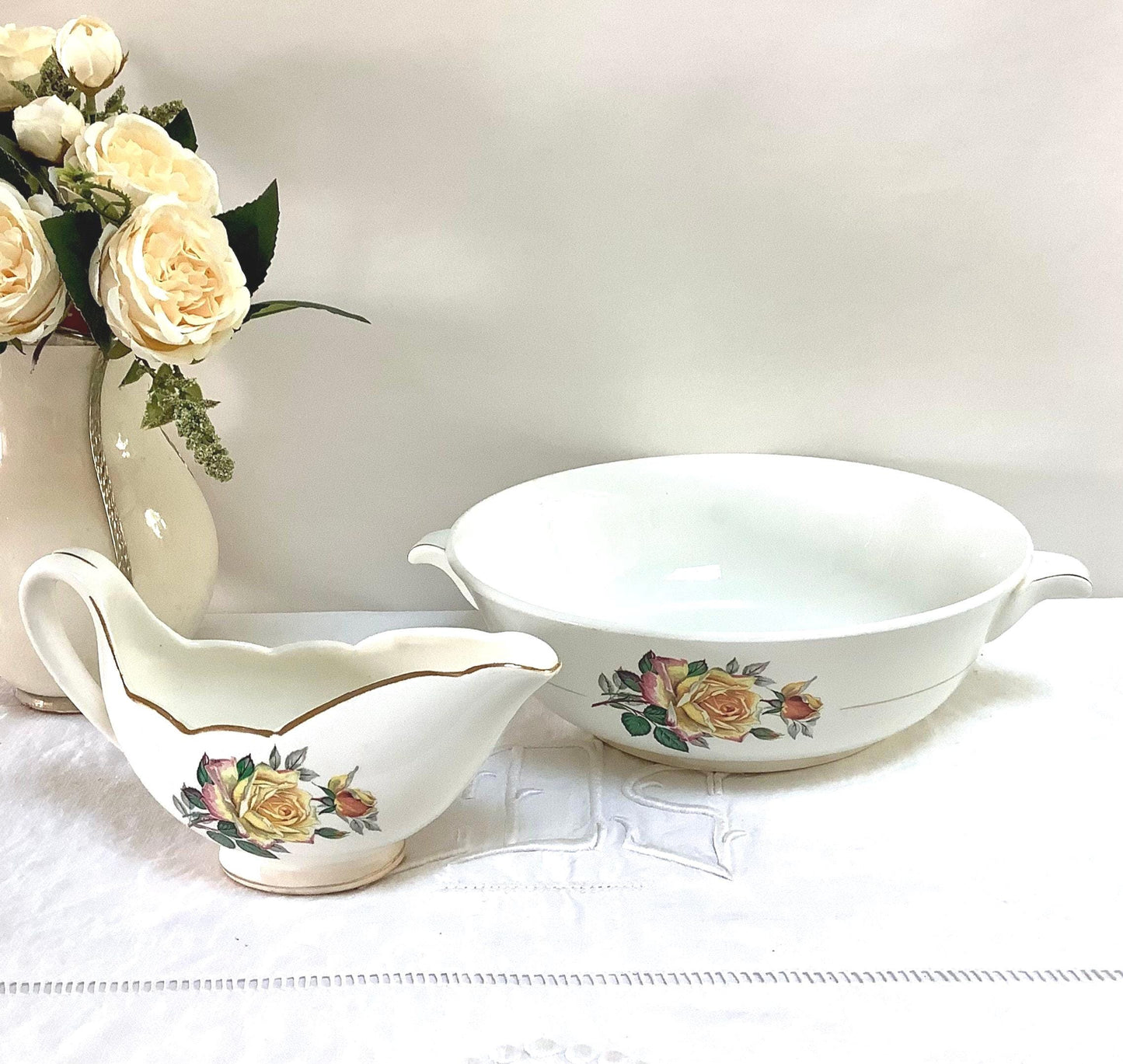 Saladier et saucière faïence Gien Gardanne vintage