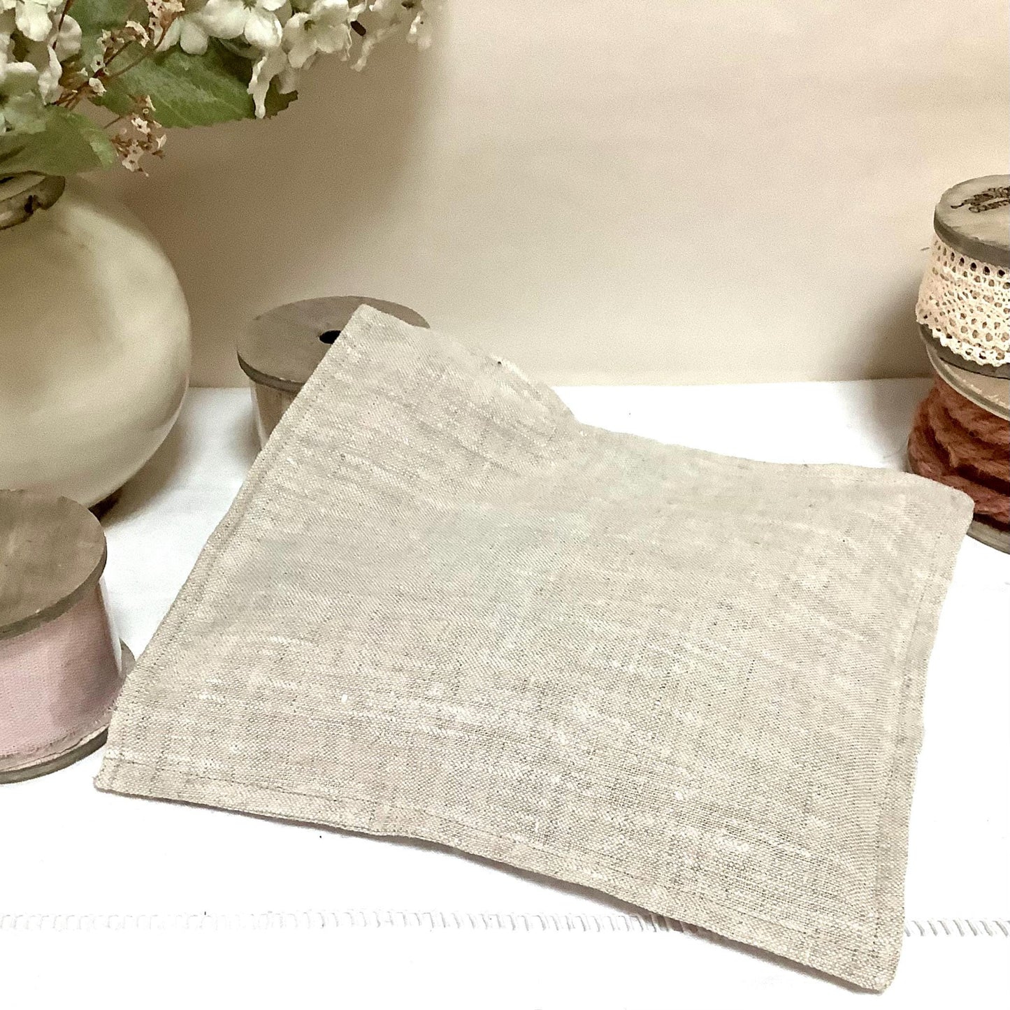 Bouillotte sèche coussin noyaux de cerises lin rayures