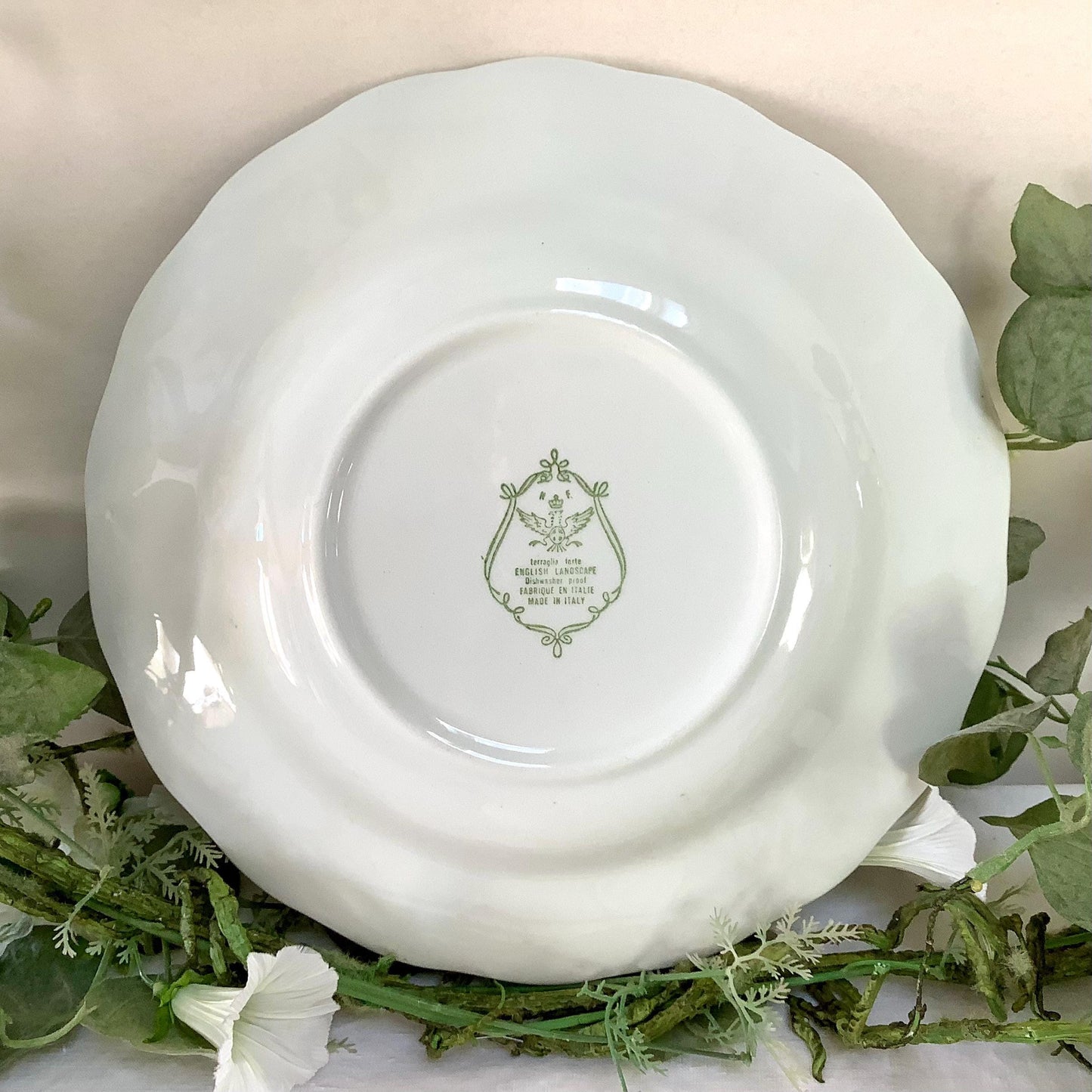 Plat creux bleu Faïence forte rf English landscape vintage