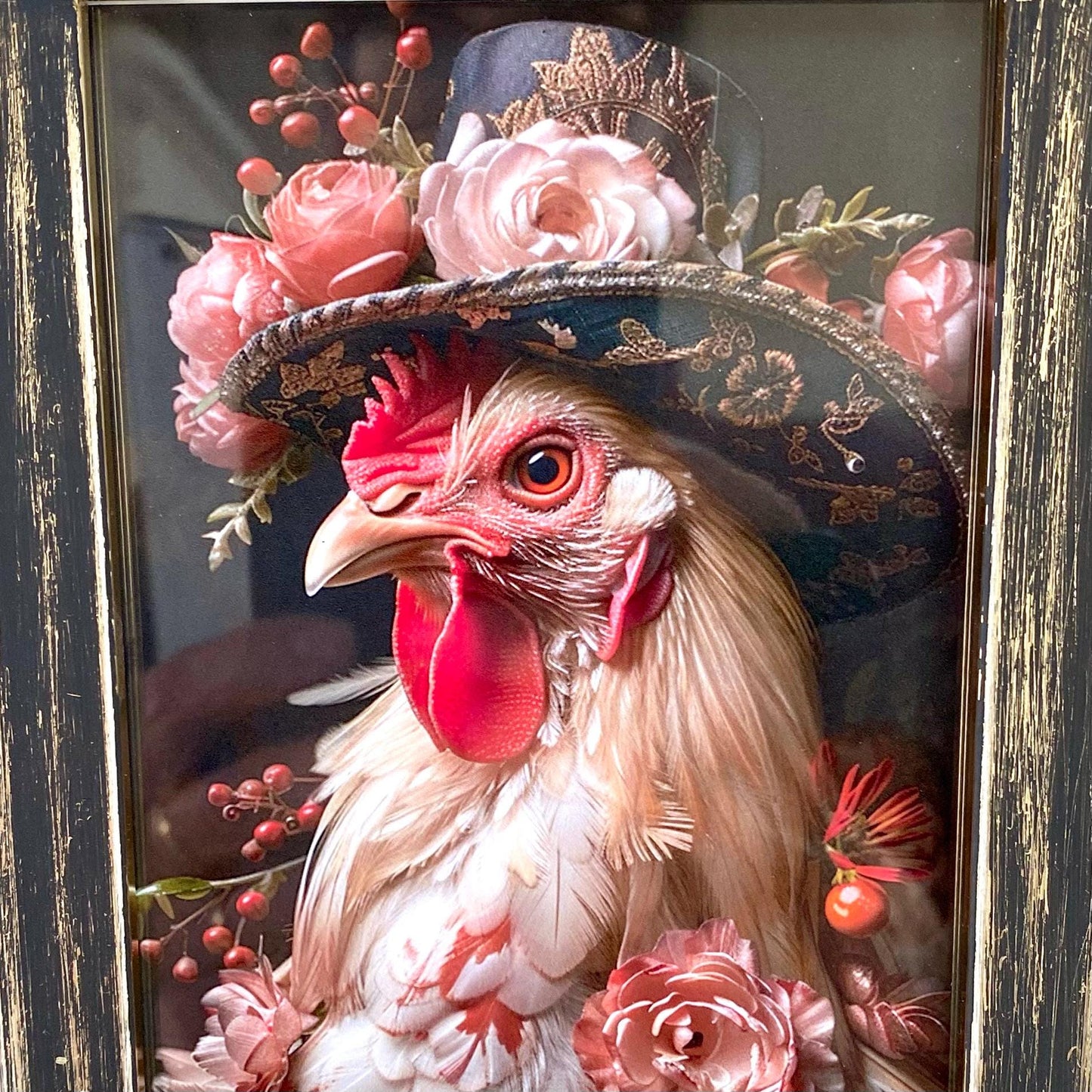 Cadre photo animaux habillés victorien coq modèle C