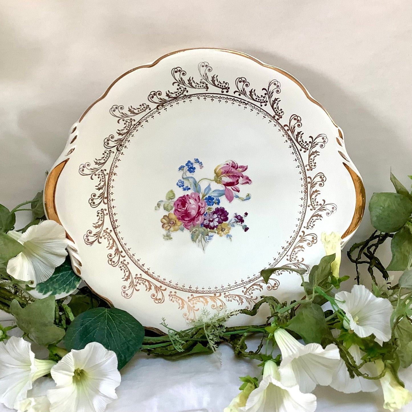 Plat à tarte gâteau Digoin et Sarreguemines arabesques vintage