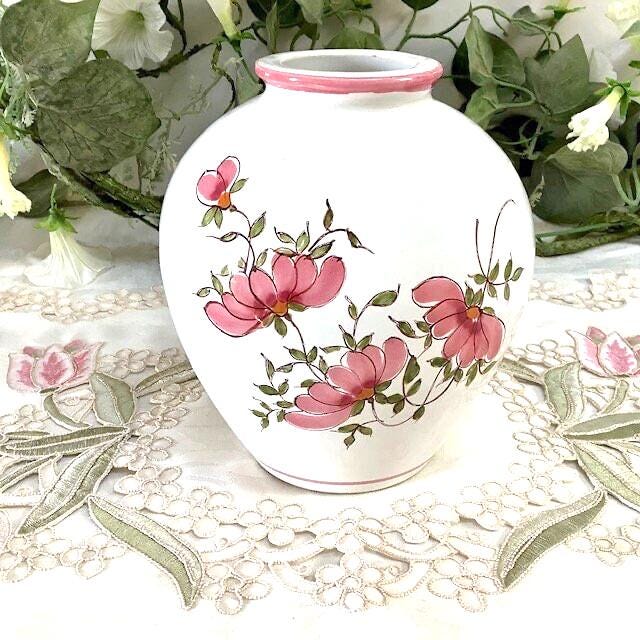 Vase boule faïence fleurs vallauris vintage