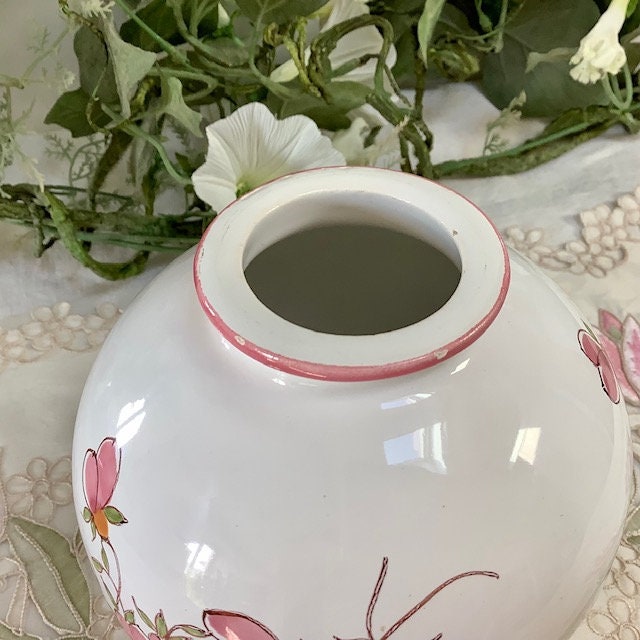 Vase boule faïence fleurs vallauris vintage