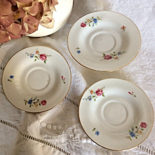 Petites assiettes porcelaine Lourioux Foecy vintage