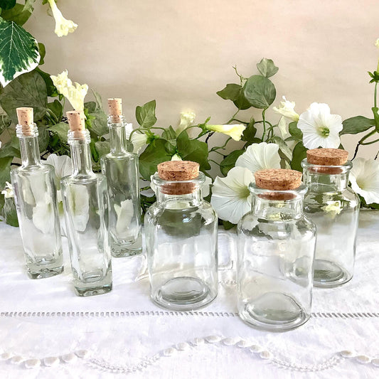 Flacons verre vintage bouchons liège x 6