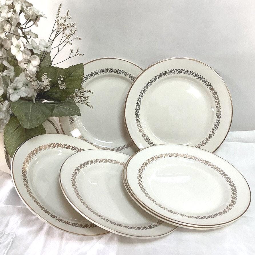 Assiettes plates faïence Digoin Sarreguemines Québec vintage