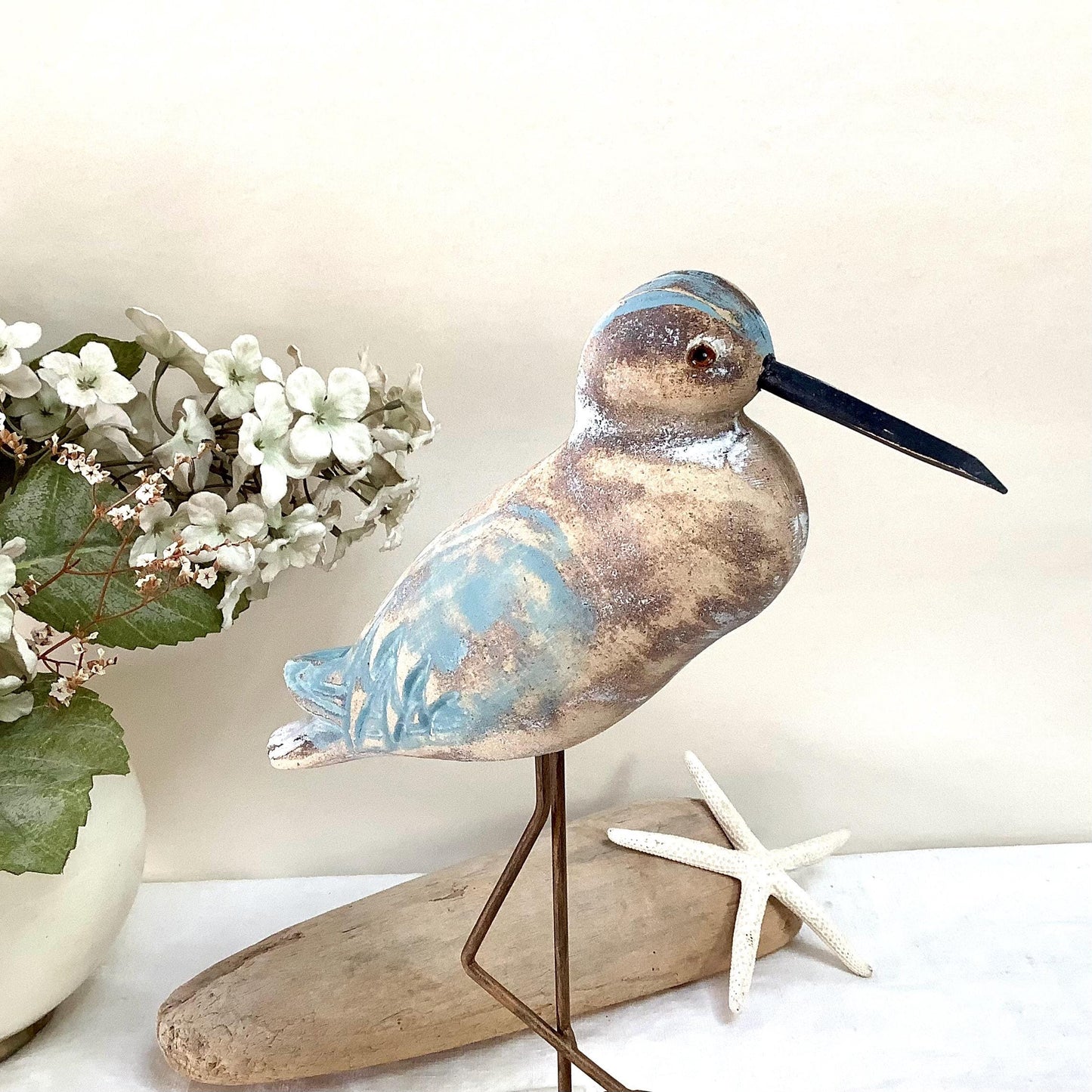 Oiseau marin bois courlis décoration marine petit modèle ht 28 cm