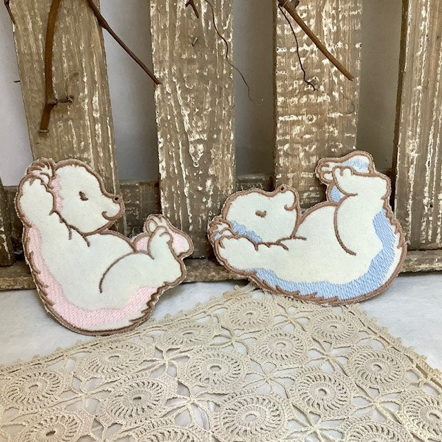 Écussons à coudre hérissons rose bleu vintage