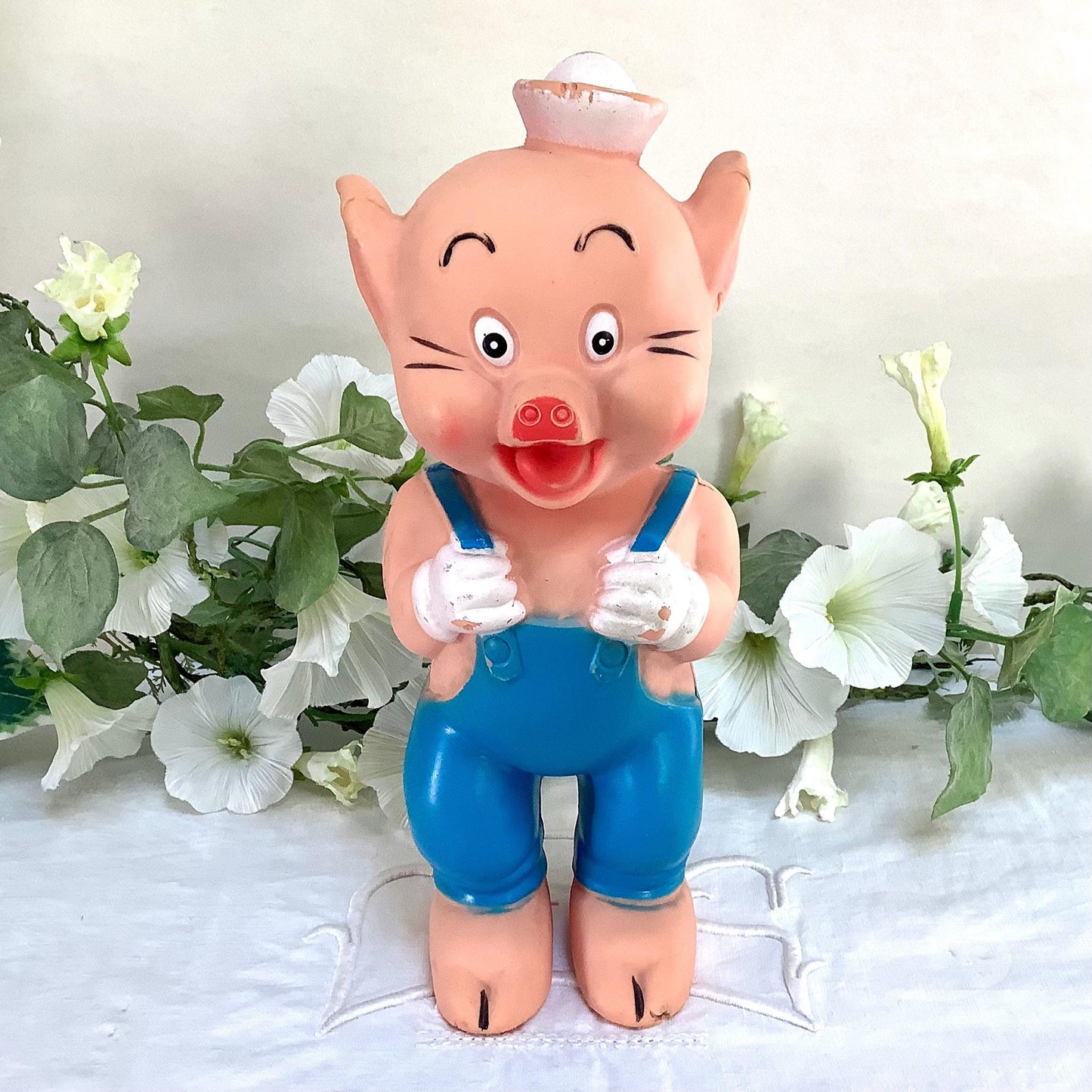 Jouet pouët vintage Disney trois petits cochons Naf Naf 25 cm, Walt Disney productions années 60