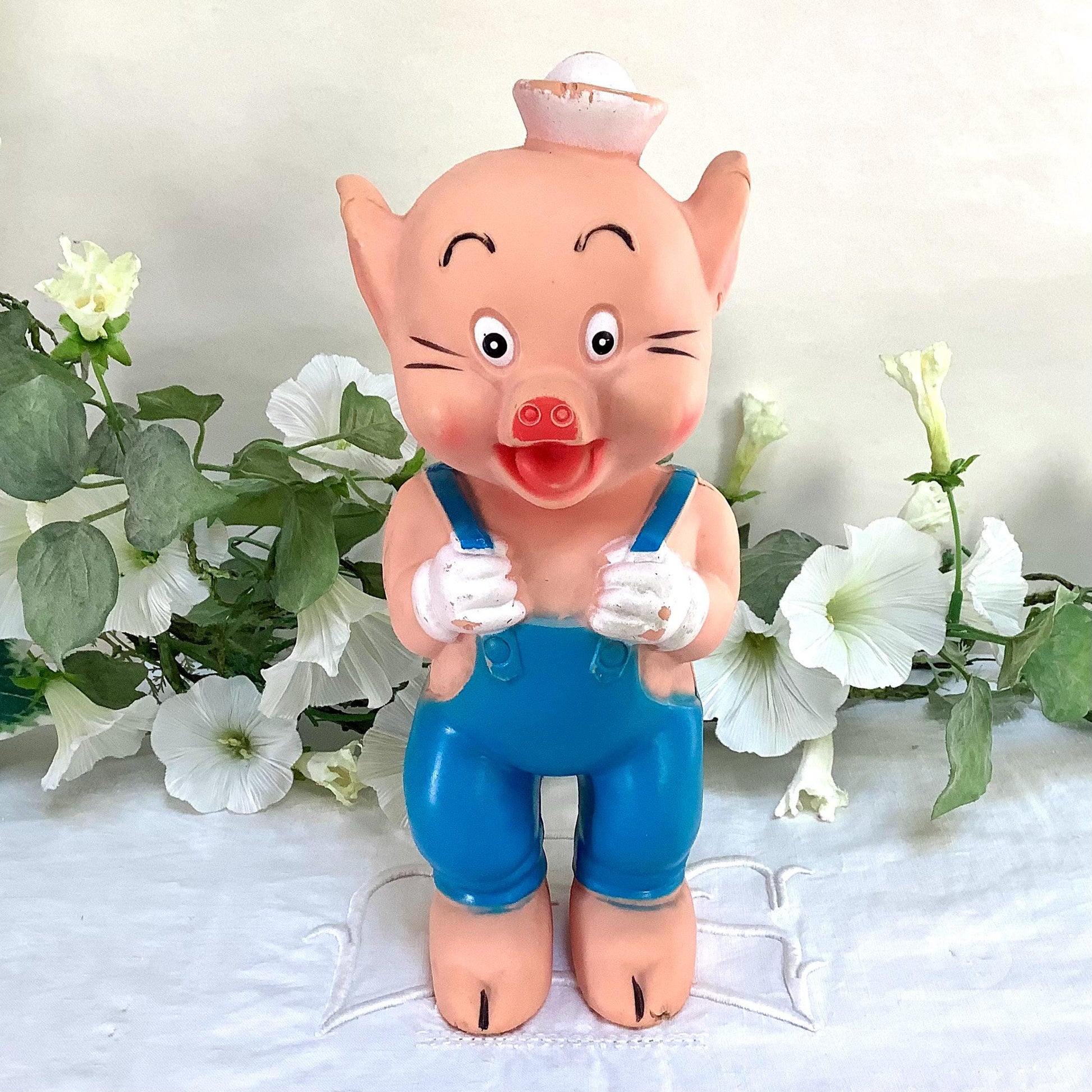 Jouet pouët vintage Disney trois petits cochons Naf Naf 25 cm, Walt Disney productions années 60