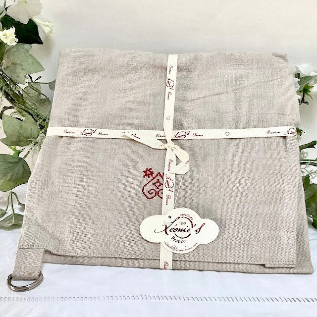 Tablier et manique coton type lin vintage