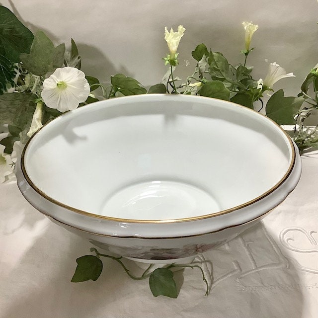 Coupe à fruits compotier porcelaine scène galante vintage