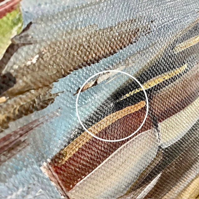 Tableau paysage marin huile sur toile vintage