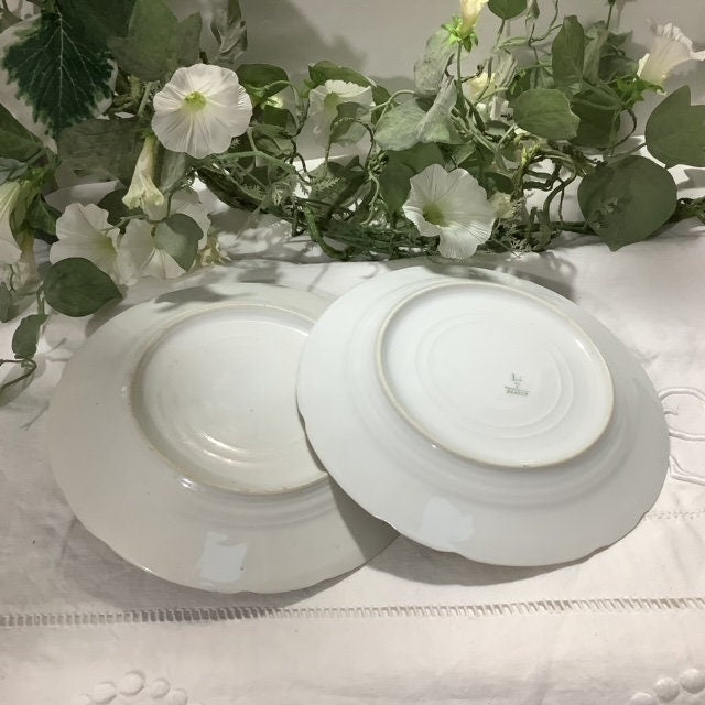 Assiettes a dessert faïence fruits L A V France vintage