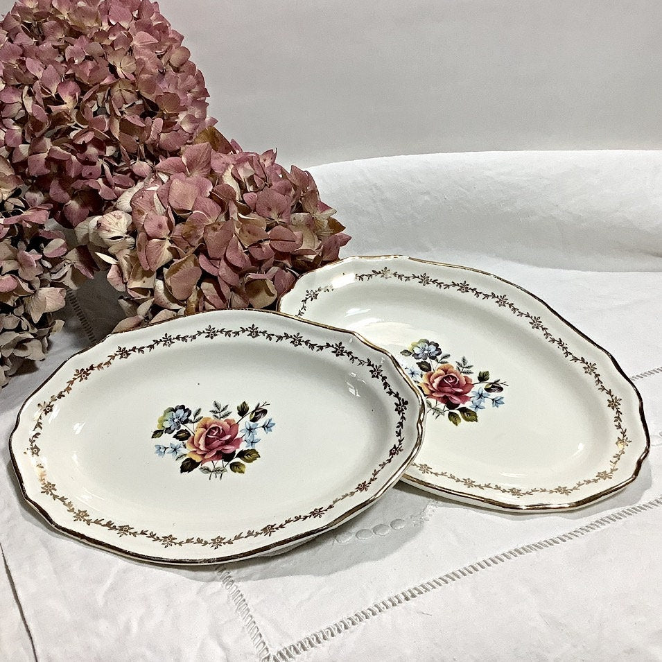 Raviers plats faïence craquelée vintage