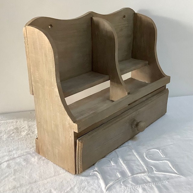 Étagère bois organisateur de bureau vintage