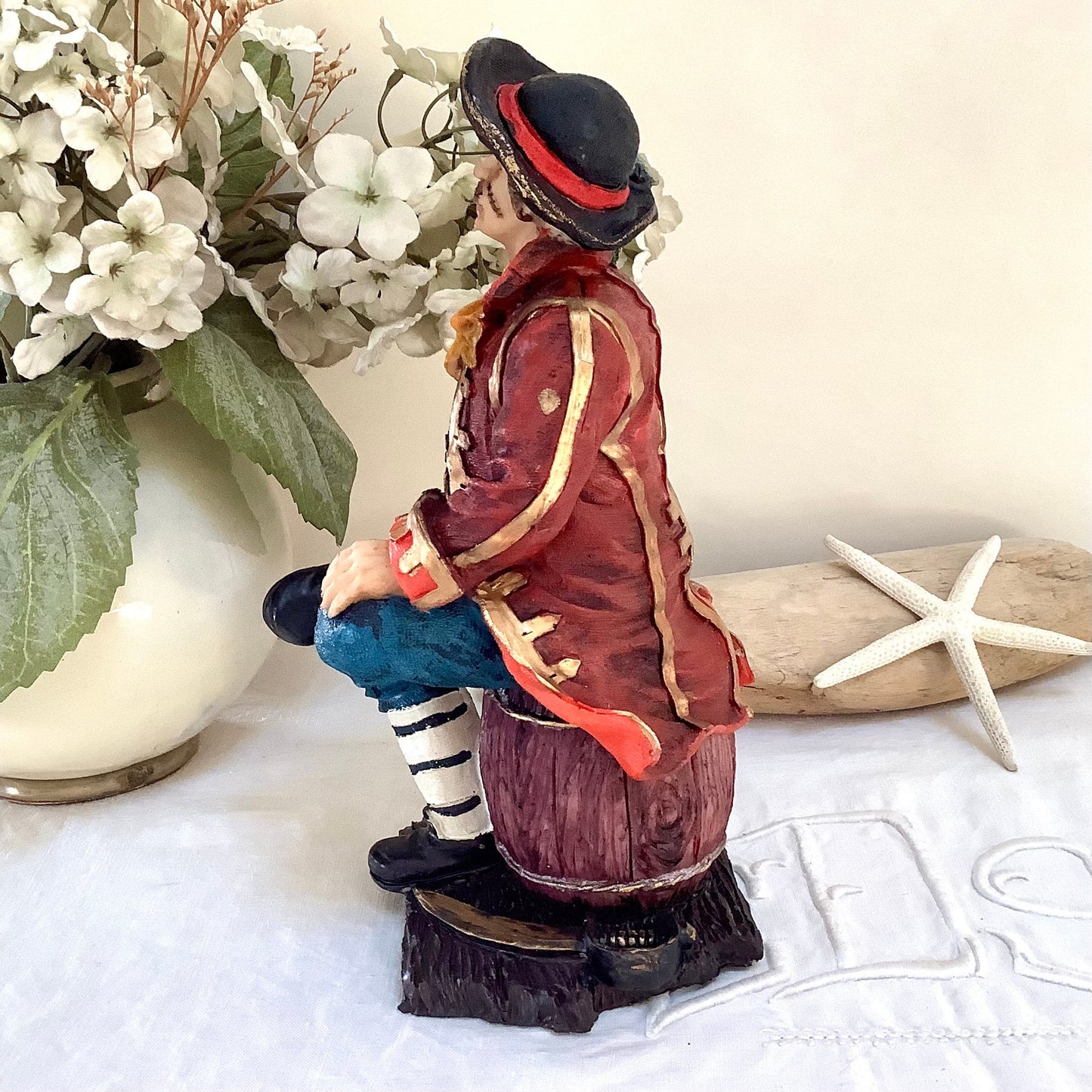 Figurine marine pirate perroquet résine décoration marine ht 24 cm