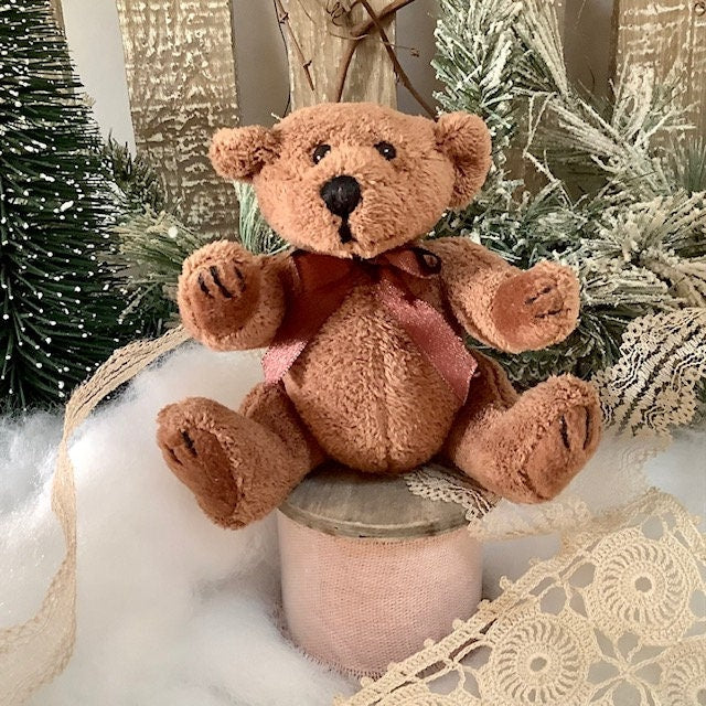 Mini ours en peluche brun ht 10 cm vintage