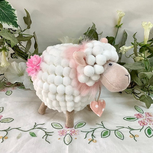 Mouton pompon décoration Pâques modèle A  vintage ht 15 cm