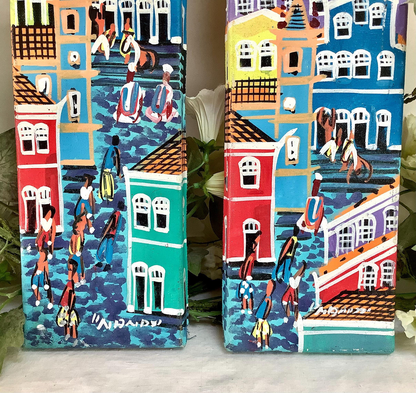 Tableau art naïf art populaire Brésil peinture originale 10 x 40