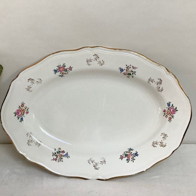Plat de service ovale et ravier  faïence vintage l’amandinoise