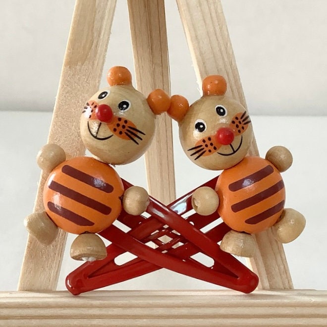 Barrettes enfant bois Tigre