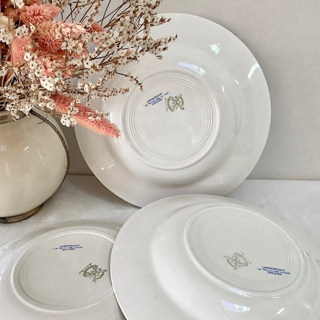 Assiettes creuses faïence Le moulin des loups Orchies vintage