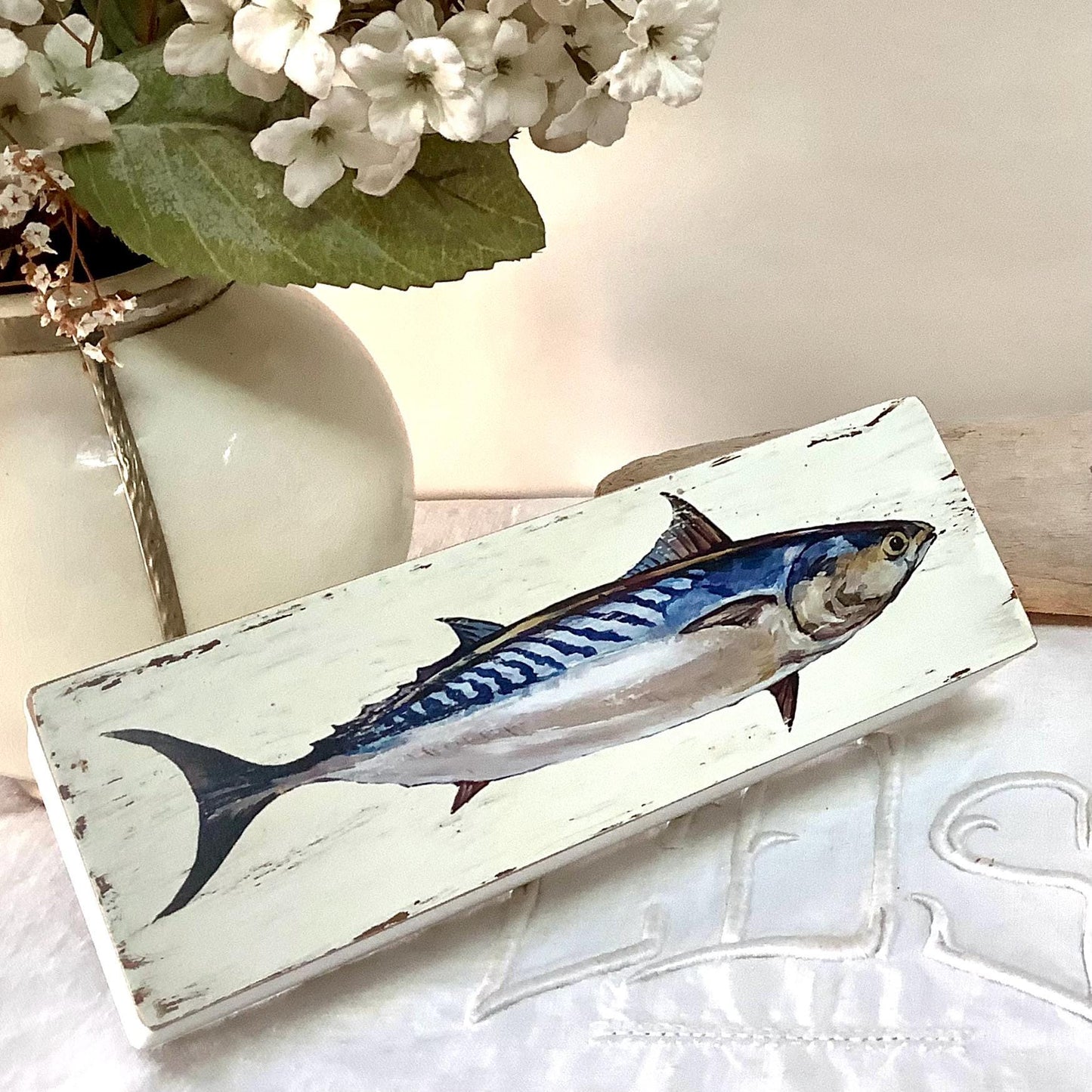 Boîte bois poisson modèle A  décoration marine  22 x 7