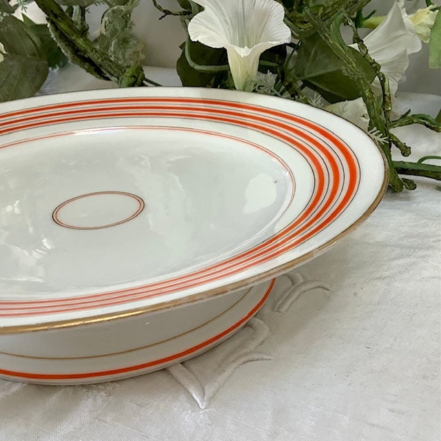 Plat serviteur piédouche porcelaine coupe à fruits vintage