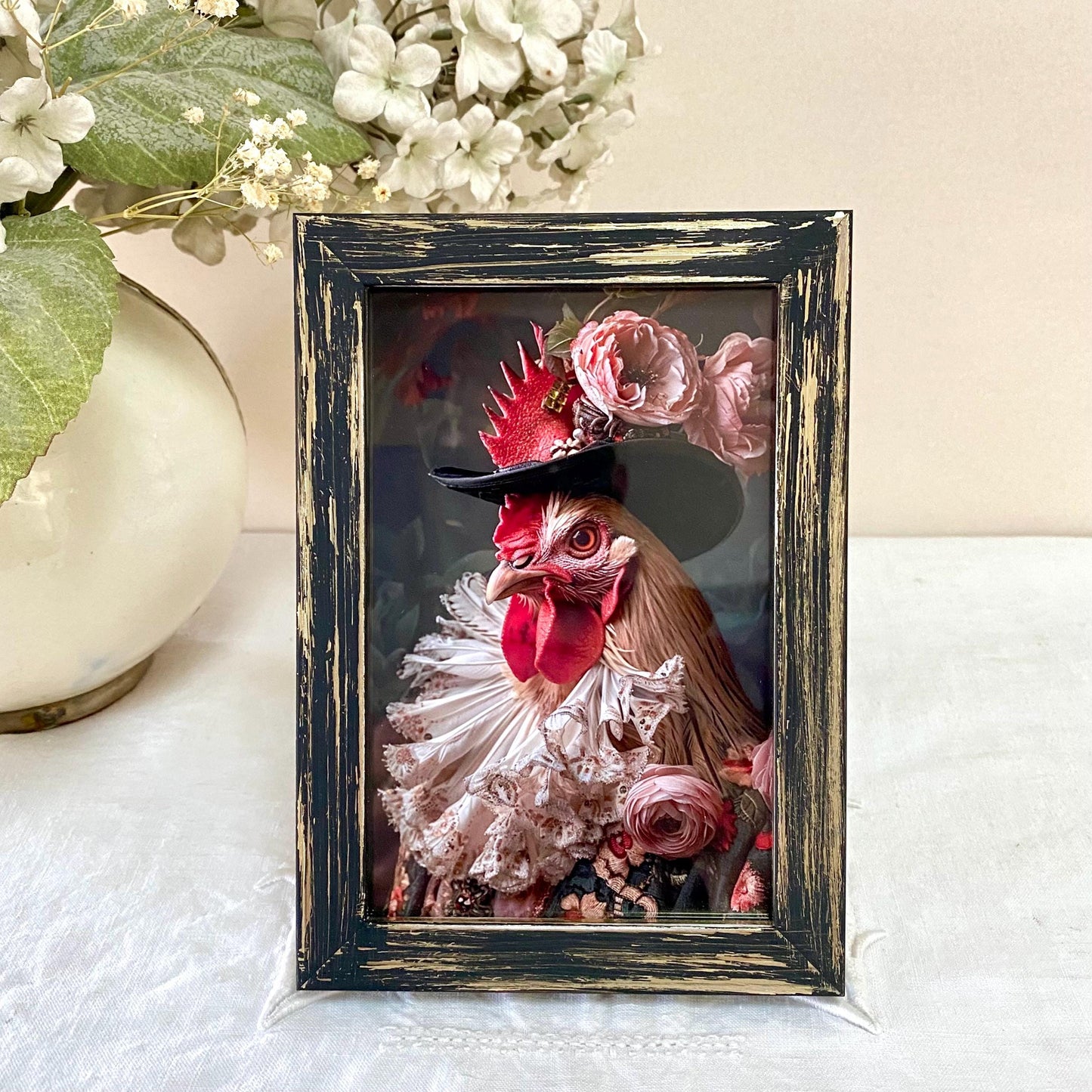 Cadre photo animaux habillés victorien coq modèle A