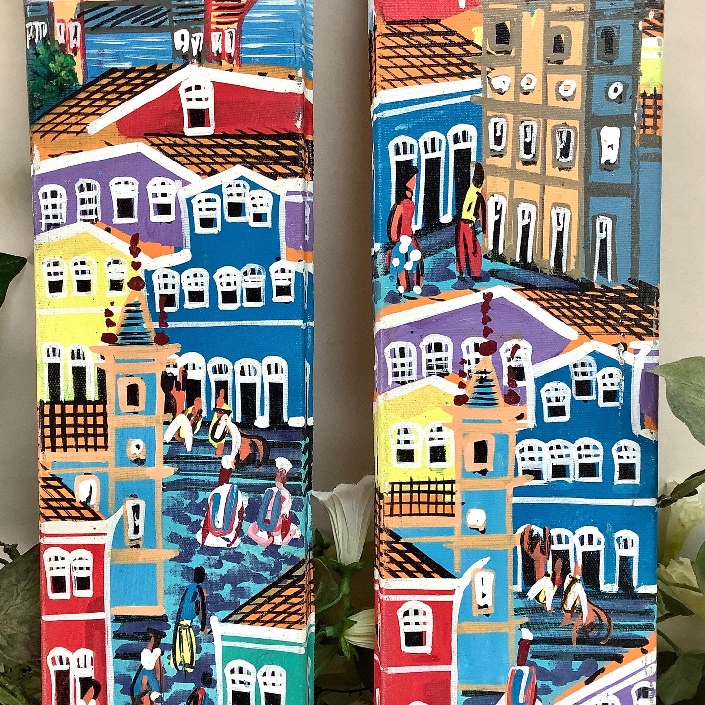 Tableau art naïf art populaire Brésil peinture originale 10 x 40