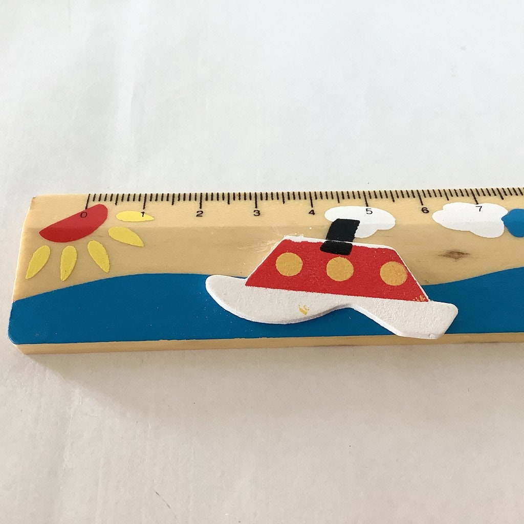 Règles bois poissons bateaux 18 cm