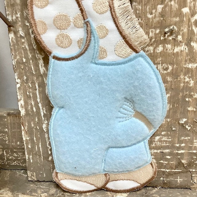 Écusson à coudre girafe bleu vintage ht 20 cm