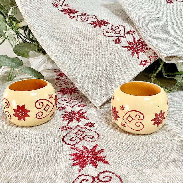 Coffret sets et serviettes de table ronds de serviette vintage