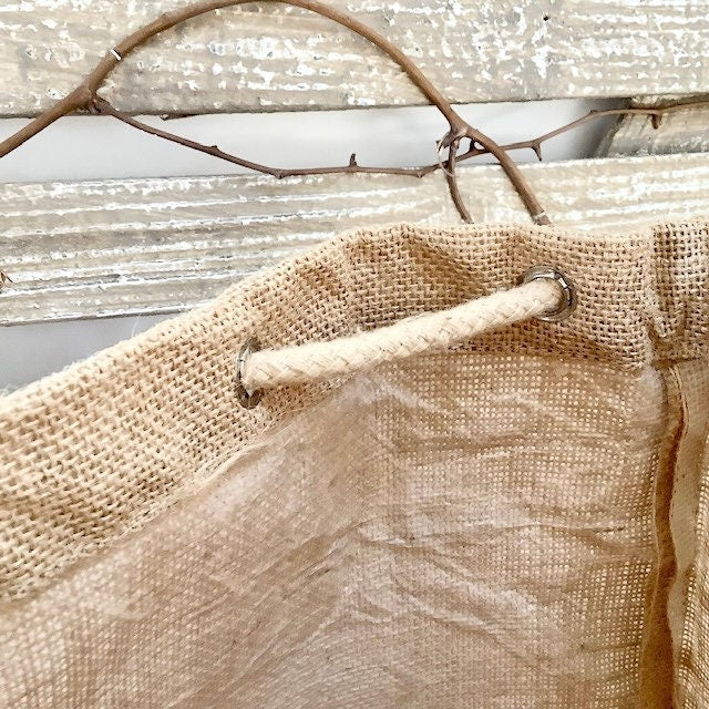 Sac de plage imperméable toile de jute beige bordeaux  ht 40 cm