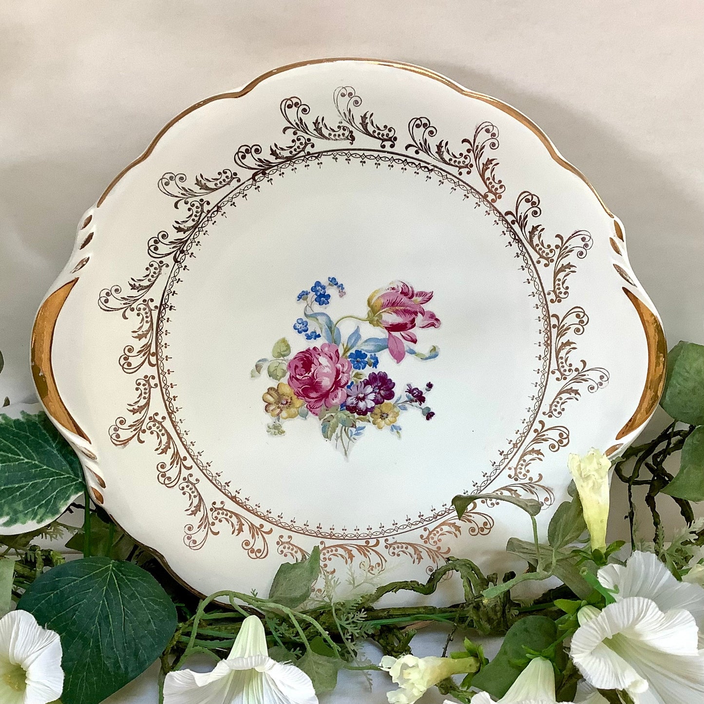 Plat à tarte gâteau Digoin et Sarreguemines arabesques vintage