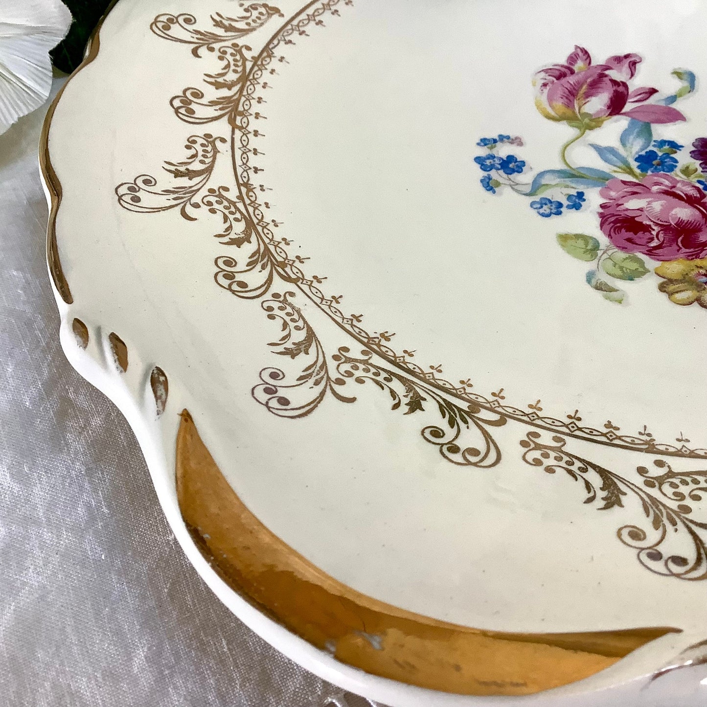 Plat à tarte gâteau Digoin et Sarreguemines arabesques vintage