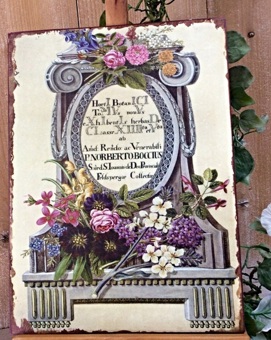 Plaque métal herboristerie botanique vintage modèle C