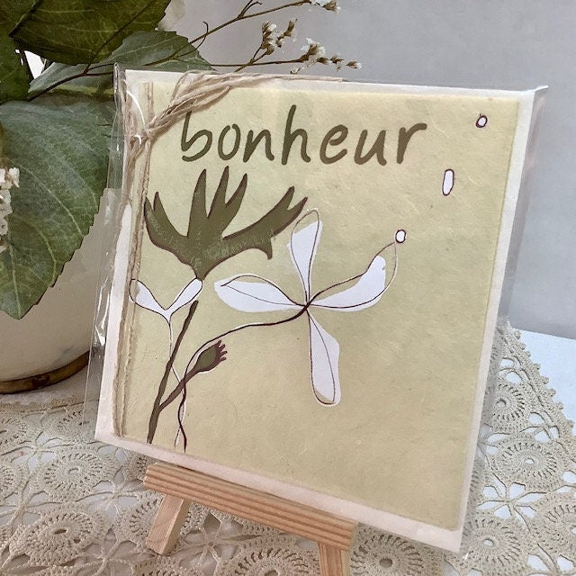 Carte postale enveloppe bonheur papier artisanal bruit de cadre