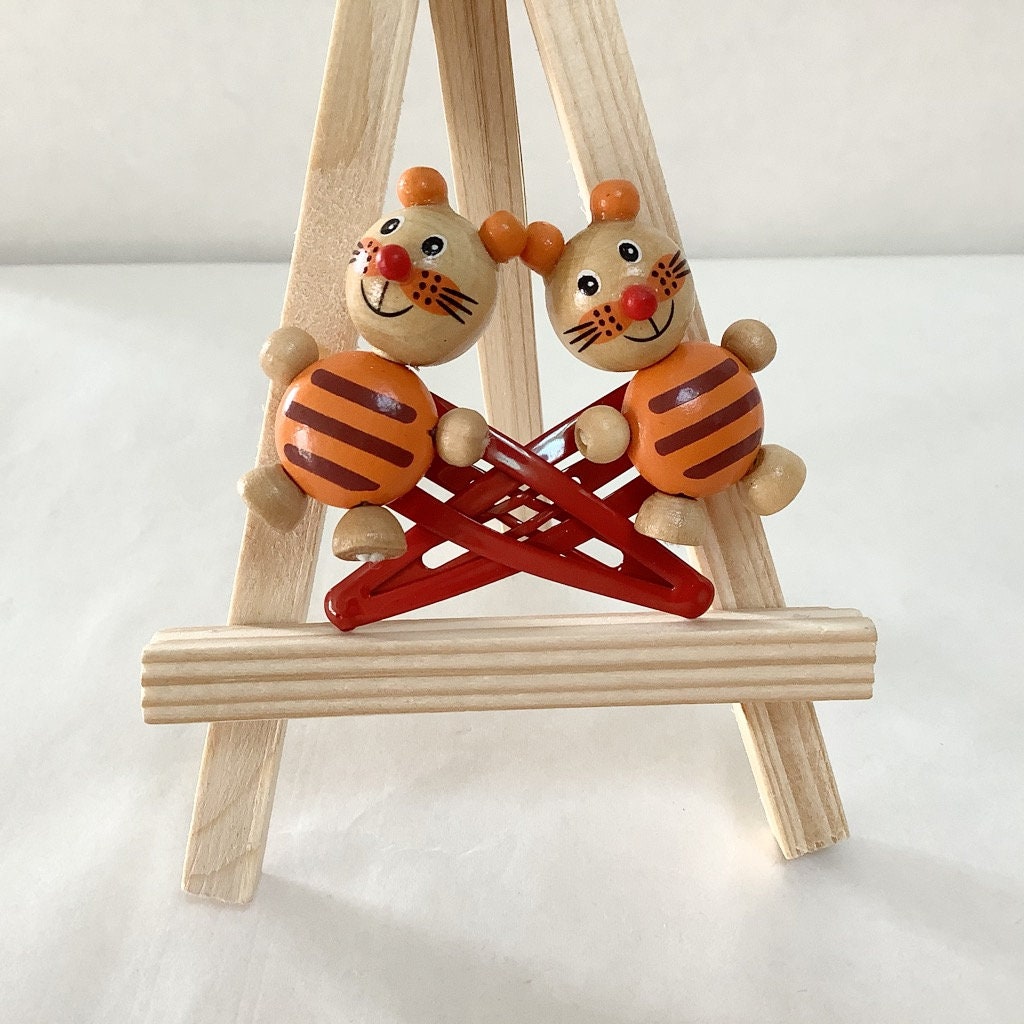 Barrettes enfant bois Tigre