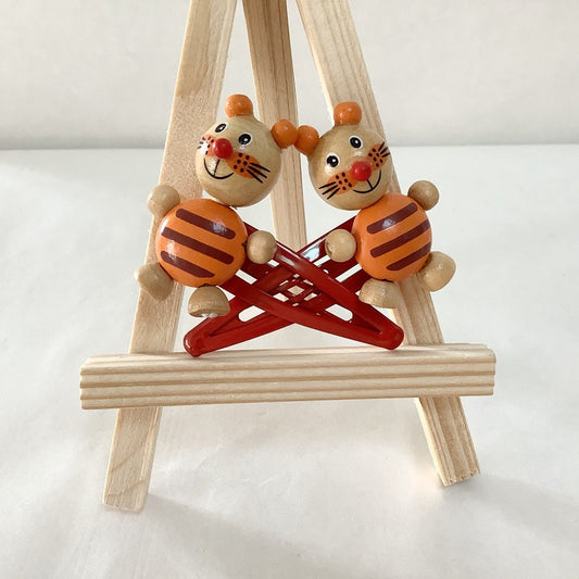 Barrettes enfant bois Tigre