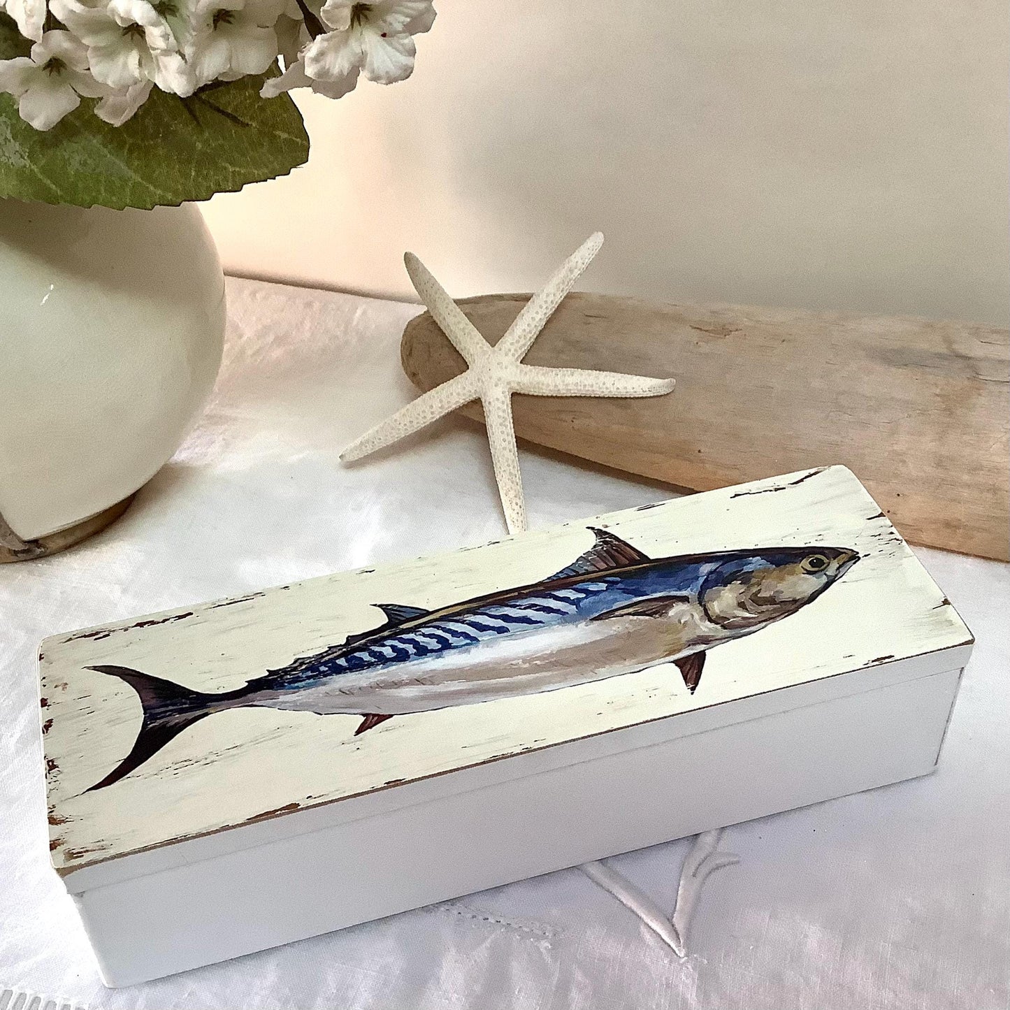 Boîte bois poisson modèle A  décoration marine  22 x 7