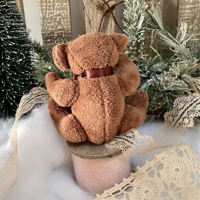 Mini ours en peluche brun ht 10 cm vintage