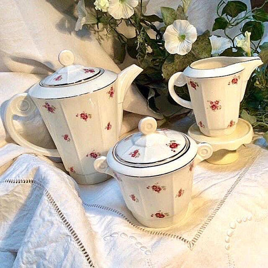 Cafetière théière sucrier pot à lait porcelaine fleurs vintage