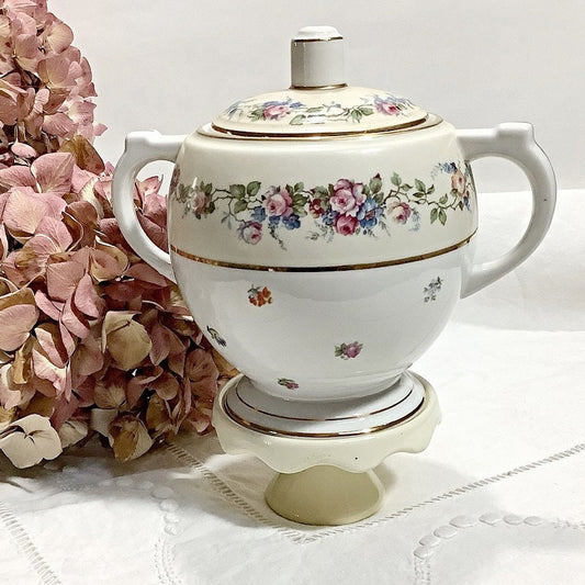 Sucrier bonbonnière porcelaine fleurs D.R.B Limoges vintage