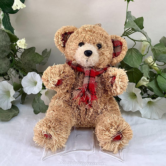 Ours ourson paille écharpe rouge vintage ht 19 cm